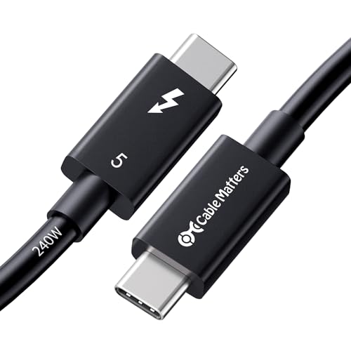 Cable Matters [Intel Certified] 80Gbps Thunderbolt 5 Kabel mit bis zu 120Gbps Bandbreitenverstärkung und 240W Ladeleistung in Schwarz - 0,3m, Kompatibel mit Thunderbolt 4, USB 4 und USB-C von Cable Matters