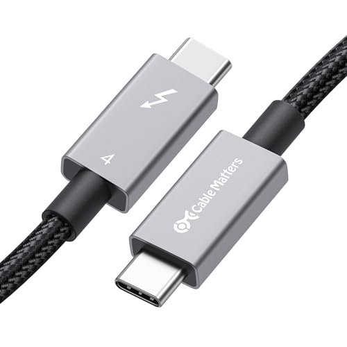 Cable Matters [Intel-zertif] Geflochtenes 40 Gbit/s Thunderbolt 4 Kabel 1m Schwarz, 240 W Ladeleistung und 8K Video - Vollständig kompatibel mit Thunderbolt 3, USB 4 für Apple MacBook Pro, iMac von Cable Matters