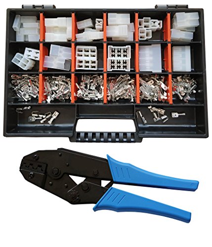 Set Gehäuse Flachsteckhülsen/Flachstecker 6,3x0,8 Crimpzange 215 Teile von Cable Solution