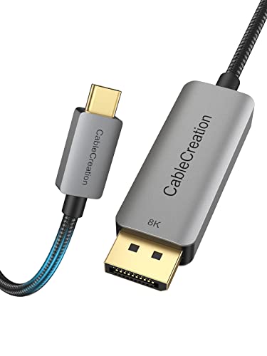 8K USB C auf DisplayPort Kabel 1.8 m, CableCreation Typ C (Thunderbolt 3) auf DP 1.4 Kabel, 32,4 Gbps, unterstützt 8K @ 60Hz 4K @ 144Hz, kompatibel mit Oculus Rift S, MacBook Pro/Air, XPS 13/15, usw. von CableCreation
