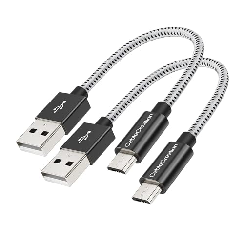 CableCreation 2-Pack Kurzes Micro USB Kabel, USB zu Micro-USB, A-Stecker auf Micro-B Schnellladekabel, Dreifach Abgeschirmt, Kompatibel mit TV-Stick, Chromecast, PowerBank, Android Phone, 15cm/2 Pack von CableCreation