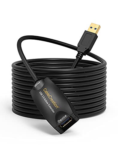 CableCreation Aktiv USB 3.0 Verlängerungskabel, 5m USB Stecker auf Buchse Kabel mit Signalverstärkung Kompatibel mit Oculus Rift/Quest/Quest 2 VR/Link, Valve Index VR, Xbox one, Drucker usw. Schwarz von CableCreation