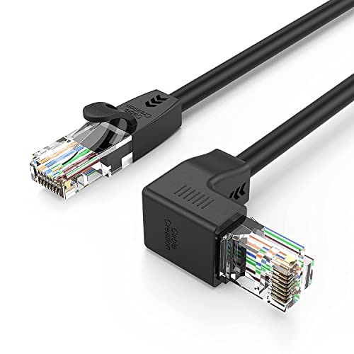 CableCreation Cat6 Networking, LAN Kabel abgewinkelt 90° (1 M), RJ45 für Cat6 Ethernet, Ethernet nach unten mit 50" vergoldeter Neigung, Schwarz von CableCreation