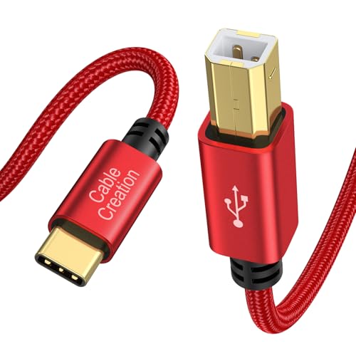 CableCreation USB B zu USB C Druckerkabel 6.6FT, USB C zu B Kabel, Typ C 2.0 B Druckerkabel für MacBook, MIDI Kabel für Yamaha Casio Digital Piano, MIDI Keyboard, DJ Controller, DAC, 2M/60'', rot von CableCreation