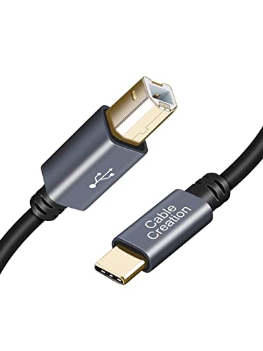 CableCreation USB-C Druckerkabel 2M, Typ-B 2.0 Kabel Kompatibel Mit MacBook Pro, HP, Canon, Brother, Samsung-Druckern, PVC Mit Aluminiumgehäuse, 6,6 FT/Schwarz von CableCreation
