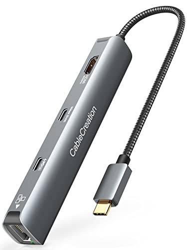 USB C Hub, Dock HDMI 4K 60Hz mit LAN Ethernet Multiport Adapter für Steam Deck, 100W PD, 2*USB 3.0,CableCreation Docking Station für MacBook Air M1, für iPad Pro, Surface, XPS Aluminiumgehäuse von CableCreation