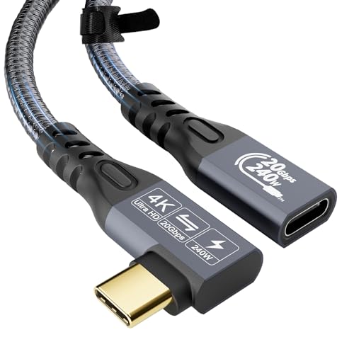 CableDeconn USB C 3.2 Gen-2 240W Ladekabel 90'Ellenbogen 1M 3.3FT Thunderbolt 3 Verlängerungskabel Mann zu Frau Datenübertragung 20Gbps 48V/5A C-Type Video 4K ist kompatibel mit MacBook M1/M2/M3 CableDeconn USB C 3.2 Gen-2 240W Ladekabel 90'Ellenbogen 1M 3.3FT Thunderbolt 3 Verlängerungskabel Mann zu Frau Datenübertragung 20Gbps 48V/5A C-Type Video 4K ist kompatibel mit MacBook M1/M2/M3 von CableDeconn
