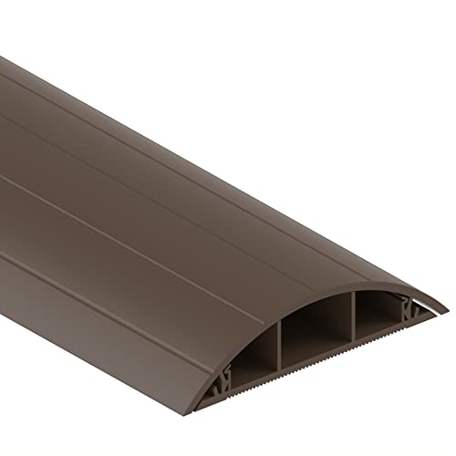 Habengut CC10081 Fußboden-Kabelführung aus PVC Braun, halbrunde Kabelbrücke für bis zu 3 Kabel / Breite 7,5 cm, Länge 1 m von Cablecoach