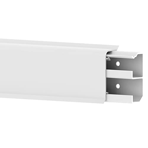 Habengut 3 m Sockelleiste aus PVC, mit integriertem Kabelkanal, Farbe: Weiß, Höhe 50 mm (2 Stück Länge 1,5 m) von Cablecoach
