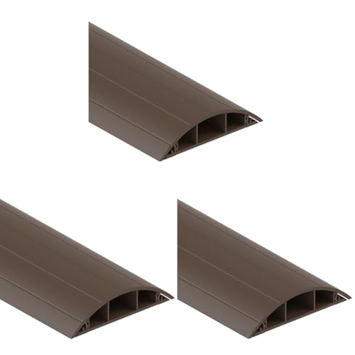 Habengut CC10081 Fußboden-Kabelführung aus PVC Braun, halbrunde Kabelbrücke für bis zu 3 Kabel/Breite 7,5 cm, Länge 1 m (Packung mit 3) von Cablecoach