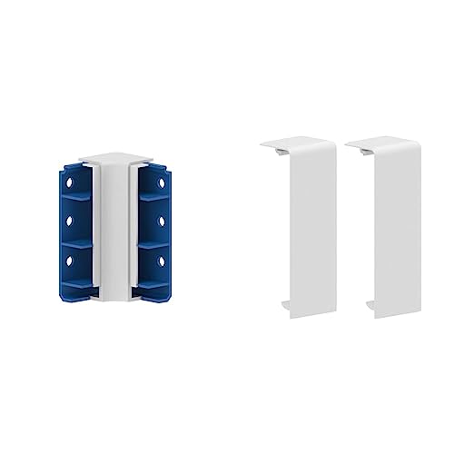Habengut Innenecke für Sockelleiste aus PVC, Farbe: Weiß Inhalt: 1 Stück & Habengut Verbinder für Sockelleiste aus PVC Inhalt: 2 Stück - für die Verbindung von Sockelleisten von Cablecoach