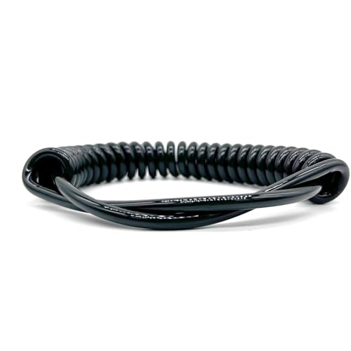 Einziehbar Elastisch 1 Meter einziehbares 4-adriges Kabel, schwarzes mehradriges Federspiral-Elektrokabel Teleskopisch Spiralkabel(20AWG) von Cabluandry