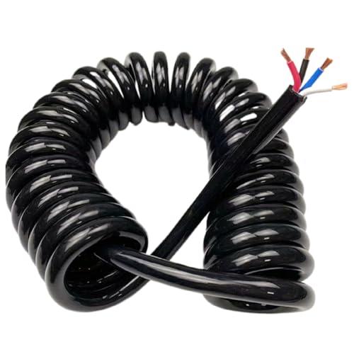 Einziehbar Elastisch 11AWG 4-adriges Federspiral-Teleskopkabel 3mm2 flexibler elektrischer Draht Teleskopisch Spiralkabel(Stretch 9 meters) von Cabluandry