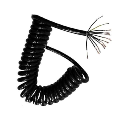 Einziehbar Elastisch 12-adriges Federkabel, 15 AWG, Dehnlänge 1,5 mm², dehnbares Spiral-Teleskopkabel Teleskopisch Spiralkabel(Stretch 14 meters) von Cabluandry