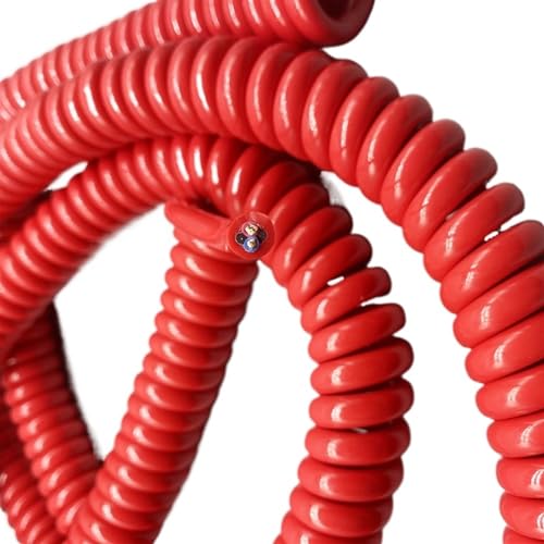 Einziehbar Elastisch 13AWG 3-adriges 2,5 mm2 rotes kupfernes Federdrahtkabel, flexibles Spiralkabel Teleskopisch Spiralkabel(Stretch 14 meters) von Cabluandry