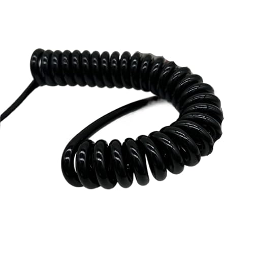 Einziehbar Elastisch 14-adriges schwarzes Spiralkabel, 2,5 Meter, dehnbarer Federkabeldraht Teleskopisch Spiralkabel(14AWG) von Cabluandry