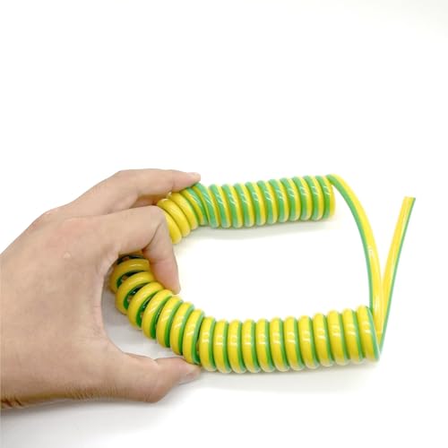 Einziehbar Elastisch 15AWG 1,5 mm quadratisches Spiral-Zug-Erdungsfederdraht-Kabel, einadriges Verlängerungskabel Teleskopisch Spiralkabel(Stretch 8 Meters) von Cabluandry