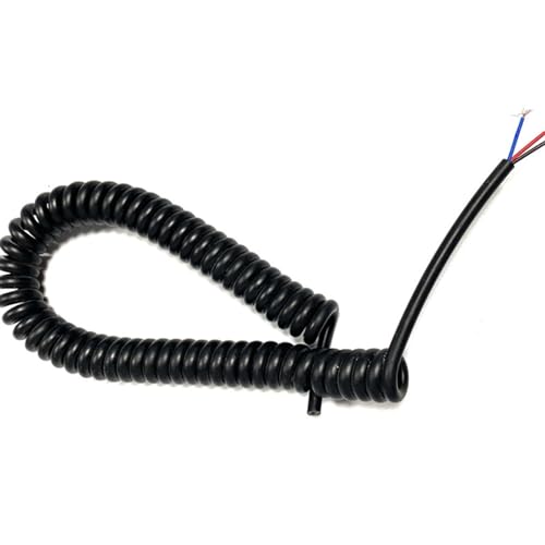 Einziehbar Elastisch 17AWG 3-adriges Spiral-Teleskop-Federdraht, 1 mm quadratisch, schwarz, dehnbares Kabel Teleskopisch Spiralkabel(Stretch 8 Meters) von Cabluandry