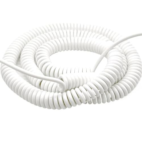 Einziehbar Elastisch 17AWG 3-adriges Teleskop-Federkabel, dehnbarer weißer Spiraldraht Teleskopisch Spiralkabel(Stretch 3 meters) von Cabluandry