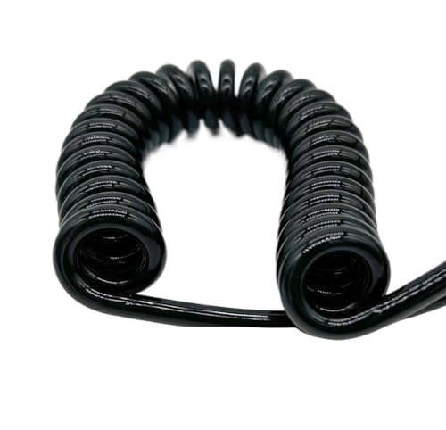 Einziehbar Elastisch 17AWG Schwarzes 2-adriges Teleskopkabel, dehnbarer Federdraht, 1,0 mm², flexibles Spiralkabel for vielseitigen Einsatz Teleskopisch Spiralkabel(Stretch 2.5 Meters) von Cabluandry