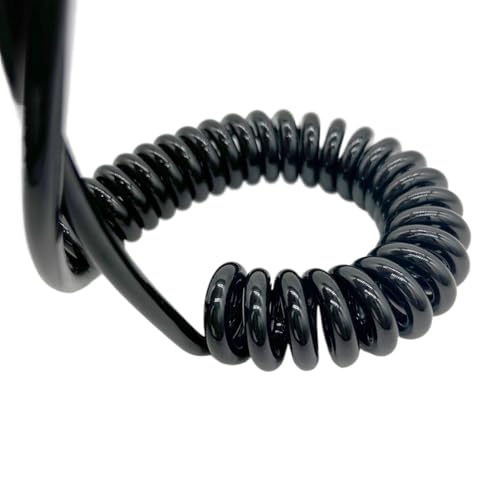 Einziehbar Elastisch 17AWG Schwarzes Spiralkabel 1.0mm2 2-adriges Federdrahtkabel Flexibler Zugdraht Teleskopisch Spiralkabel(Stretch 1.2 meters) von Cabluandry