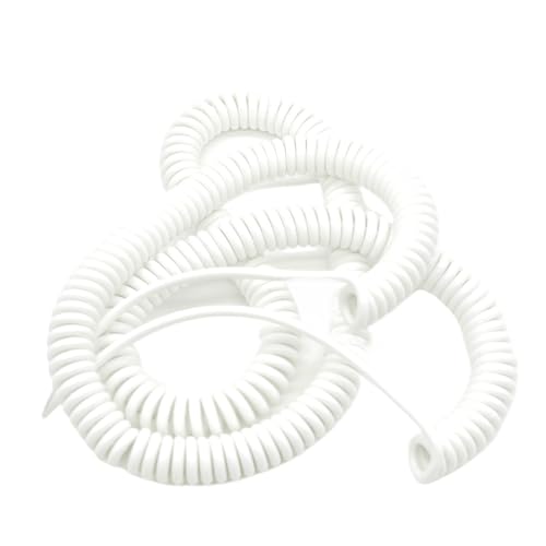 Einziehbar Elastisch 18AWG 2-adriges weißes erweiterbares Spiralkabel, dehnbarer Federdraht Teleskopisch Spiralkabel(Stretch 2.5 Meters) von Cabluandry