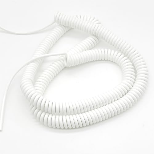 Einziehbar Elastisch 2 Kerne Teleskopkabel dehnbar 1,2 Meter Federspiralkabel Draht weiß Teleskopisch Spiralkabel(15AWG) von Cabluandry