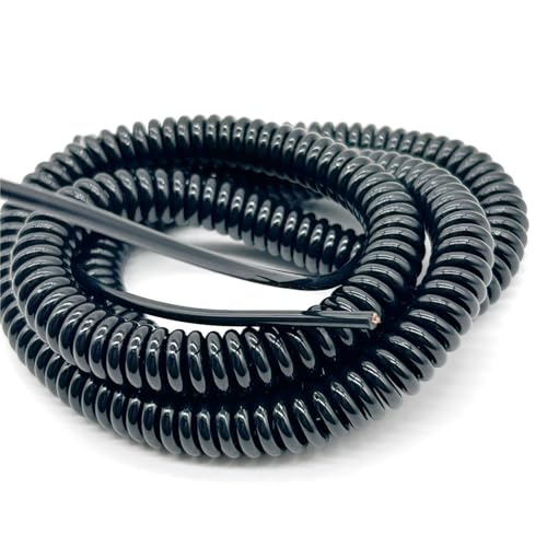 Einziehbar Elastisch 2-adriges, dehnbares Spiral-Teleskopkabel, 2,5 Meter, PU-Federkabel for flexiblen Einsatz Teleskopisch Spiralkabel(24AWG 0.2mm2) von Cabluandry
