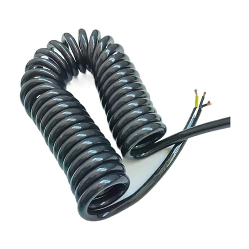 Einziehbar Elastisch 2-adriges 1,5 mm2 Federspiralkabel, einstellbare Dehnungslänge, 15 AWG, schwarzer Draht Teleskopisch Spiralkabel(Stretch 10 Meters) von Cabluandry