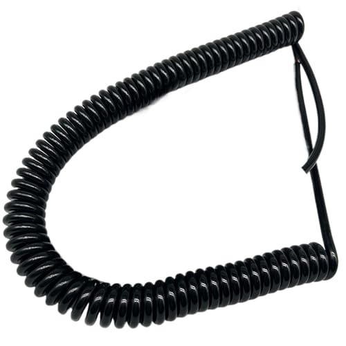Einziehbar Elastisch 2-adriges 1,5 mm2 einziehbares Erdungsspiralkabel 15AWG dehnbar verlängert statischen Alarmdraht Teleskopisch Spiralkabel(Stretch 5 meters) von Cabluandry
