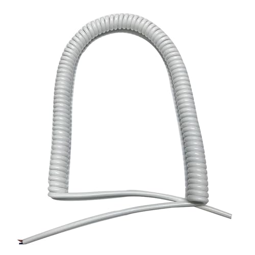 Einziehbar Elastisch 2-adriges 15AWG-Spiraldrahtkabel for Haartrockner, 2-polig, 1,5 mm2, elektrischer Federdraht in Weiß Teleskopisch Spiralkabel(Stretch 2 meters) von Cabluandry
