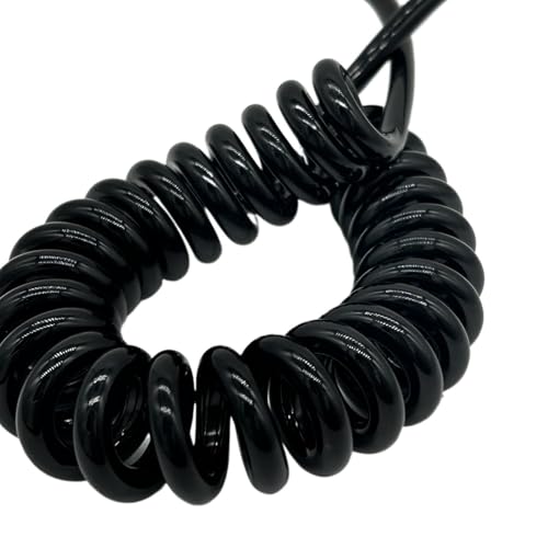 Einziehbar Elastisch 2-adriges Federkabel, Teleskopdraht, Spiralkabel, gerade Länge 5 Meter, erweiterbarer Draht Teleskopisch Spiralkabel(24AWG) von Cabluandry