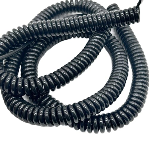Einziehbar Elastisch 2-adriges Spiral-Teleskopkabel, 1,25 Meter, erweiterbar, schwarzer Federdraht Teleskopisch Spiralkabel(17AWG 1.0mm2) von Cabluandry