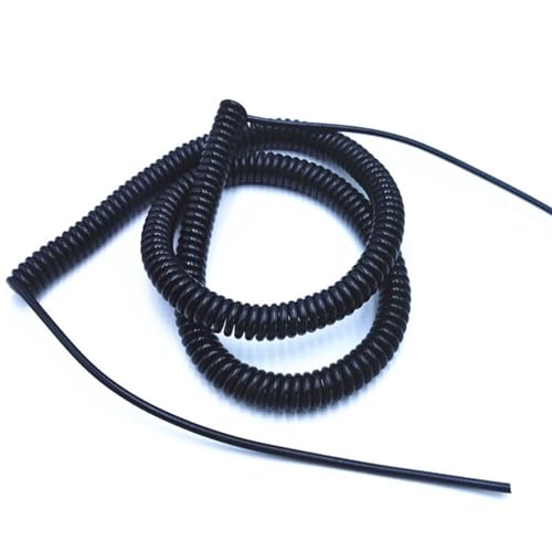 Einziehbar Elastisch 2-adriges Spiralkabel, dehnbar bis 3,7 Meter, Drahtfederkabel Teleskopisch Spiralkabel(15AWG 1.5mm) von Cabluandry
