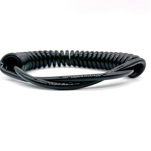 Einziehbar Elastisch 2-adriges schwarzes Spiralkabel 20AWG, 0,5 Quadratmillimeter, dehnbarer Teleskop-Schnur-Federdraht Teleskopisch Spiralkabel(Line Length 7.5 meters) von Cabluandry