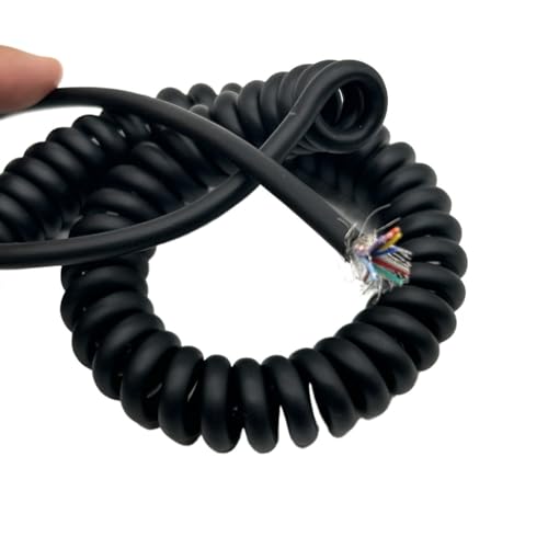 Einziehbar Elastisch 20 Kerne 26AWG Spiral Shield Teleskopkabel Einziehbares Ersatzkabel Teleskopisch Spiralkabel(Stretch 11 meters) von Cabluandry