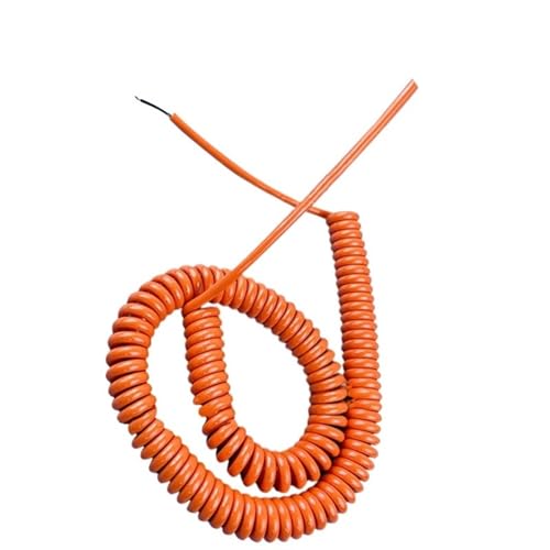 Einziehbar Elastisch 20AWG 2-adriges orangefarbenes Spiral-Schrumpffederkabel. Teleskop- und dehnbarer Draht for vielseitige Anwendungen Teleskopisch Spiralkabel(Stretch 7 meters) von Cabluandry