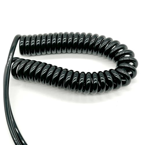 Einziehbar Elastisch 20AWG schwarzes, dehnbares Kabel, 2-adriges Spiralfederkabel for vielseitige Anwendungen Teleskopisch Spiralkabel(Line length 2.5 meters) von Cabluandry