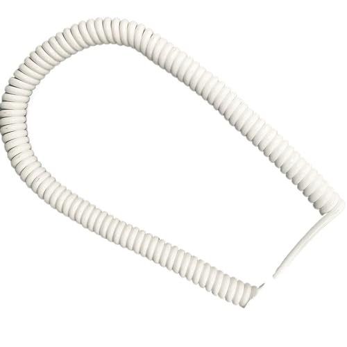Einziehbar Elastisch 22AWG 4-adriges weißes Spiralfederkabel, 0,3 mm quadratisch, reines Kupferkabel, dehnbare Längen Teleskopisch Spiralkabel(Stretch 6 Meters) von Cabluandry