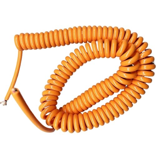 Einziehbar Elastisch 3 Kern 1mm2 Frühlings-Spiral-Ladekabel-orange kupferner Expansionsdraht dehnbar Teleskopisch Spiralkabel(Stretch 5 meters) von Cabluandry