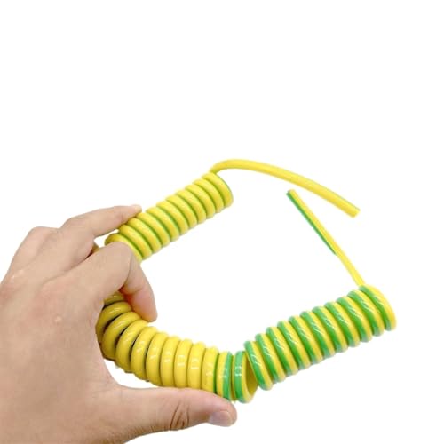 Einziehbar Elastisch 3 Meter gelbgrünes Dehnkabel, 1-adrig, Federspiralkabel for vielseitige elektrische Anwendungen Teleskopisch Spiralkabel(18AWG) von Cabluandry