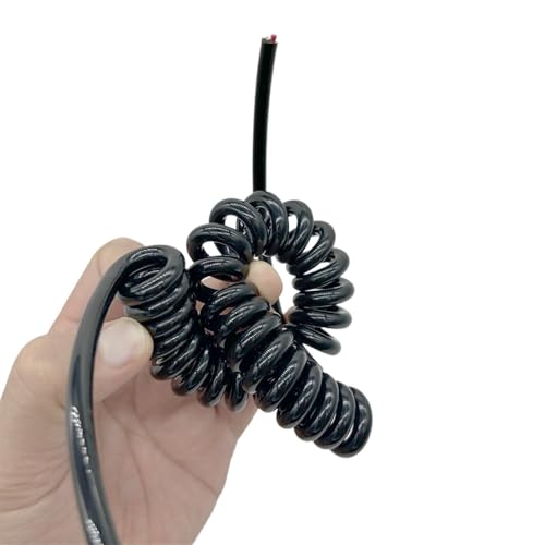 Einziehbar Elastisch 3-adriges, dehnbares 2,5-Meter-Verlängerungsspiralkabel. 50 cm gewickeltes Teleskopkabel for vielseitigen Einsatz Teleskopisch Spiralkabel(24AWG 0.2MM2) von Cabluandry