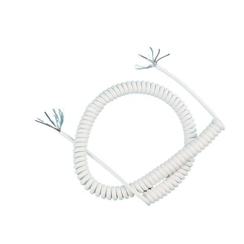 Einziehbar Elastisch 3-adriges, teleskopisches, abgeschirmtes Kabel, 26 AWG, 0,15 mm2, weißer Federspiraldraht, einstellbare Länge, schrumpfbar, flexibel Teleskopisch Spiralkabel(Stretch 1 meter) von Cabluandry