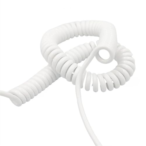 Einziehbar Elastisch 3-adriges 20AWG-Teleskop-Spiralkabel, weißer Federdraht, verlängert flexiblen und dehnbaren Draht Teleskopisch Spiralkabel(Stretch 1 meter) von Cabluandry