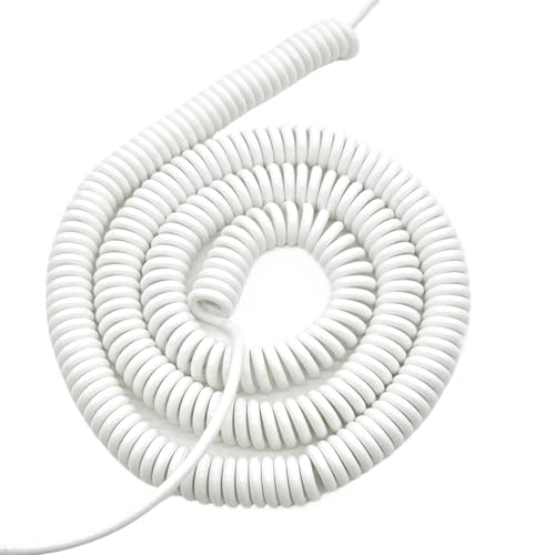 Einziehbar Elastisch 3-adriges 22AWG 0,3 mm2 weißes, dehnbares Federdrahtkabel, dehnbares, flexibles Teleskopkabel for vielseitige Verwendung Teleskopisch Spiralkabel(Stretch 9 meters) von Cabluandry