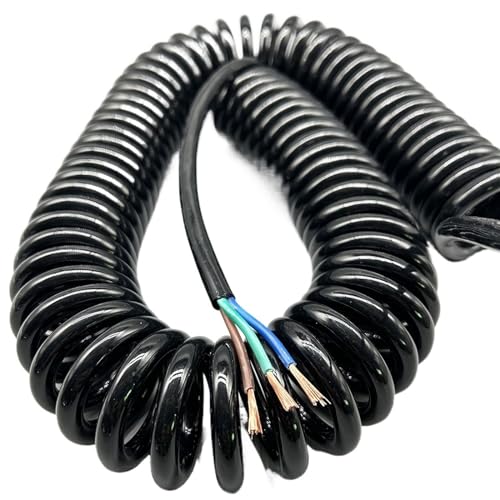 Einziehbar Elastisch 3-adriges elastisches Kabel 17AWG aus reinem Kupfer, Federkabel, Hochleistungs-Zugkabel Teleskopisch Spiralkabel(Stretch 5-6 Meters) von Cabluandry