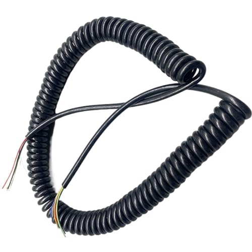 Einziehbar Elastisch 4-adriges, schwarzes Teleskopkabel, 20 AWG, dehnbar, 0,5 mm², quadratisches Federspiralkabel Teleskopisch Spiralkabel(Line Length 7.5 meters) von Cabluandry