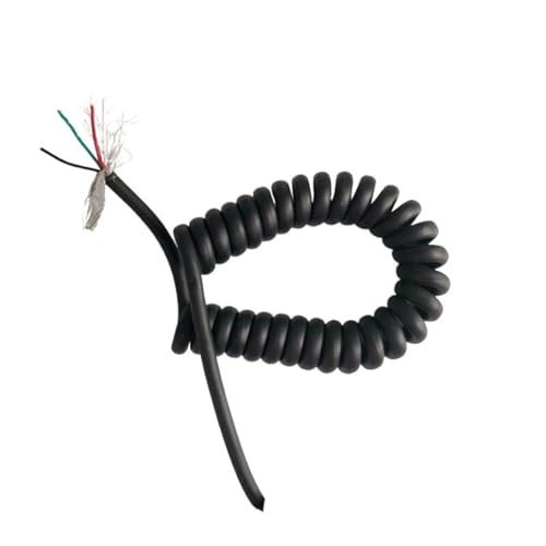 Einziehbar Elastisch 4-adriges, spiralförmig abgeschirmtes Kabel 24AWG, 0,2 mm2, matte Oberfläche, spiralförmiger Teleskopdraht Teleskopisch Spiralkabel(Stretch 9 meters) von Cabluandry