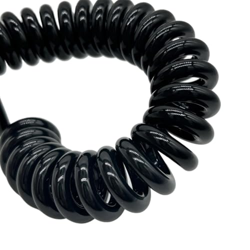 Einziehbar Elastisch 7-adriges 17AWG-Spiralfederkabel, 1,0 mm², dehnbarer PU-Teleskopdraht, Schwarz Teleskopisch Spiralkabel(Stretch 3 meters) von Cabluandry