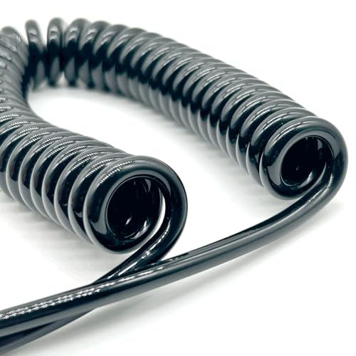 Einziehbar Elastisch 8-adriges erweiterbares Kabel, 6-adriges Federspiralkabel, dehnbar, 1,25 Meter, schwarzes Kabel Teleskopisch Spiralkabel(6-core 20AWG) von Cabluandry